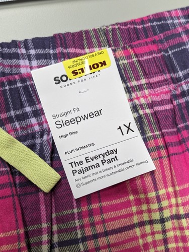 Sonoma Straight Fit High Rise The Everyday Pajama Pant - Pink Size 1X - Picture 3 of 6