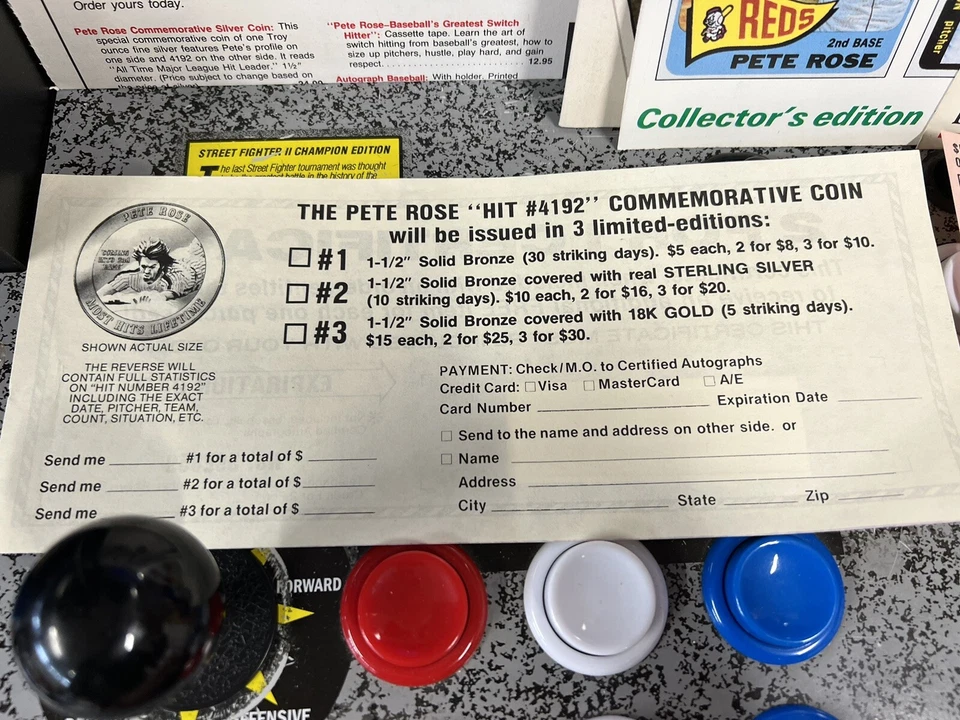 Pete Rose Lote de 10: Placa Gartlan, Barra Energética, Tarjeta Parlante, Anuncios Aleatorios y Más Foto 3 de 4