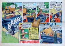 Philip Morris Cigarettes #68 - Lou Fine art - 1950 color Sunday comic ad page