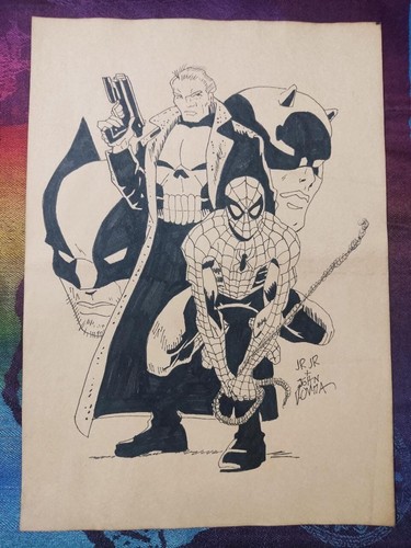 JOHN ROMITA dessin sur papier (fait main) signé et estampillé vintage art - Photo 1 sur 3