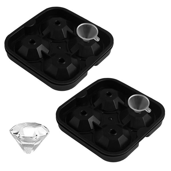2Er Set Silikon EiswüRfelform Diamant EiswüRfel EiswüRfelbehäLter Silikonform-image
