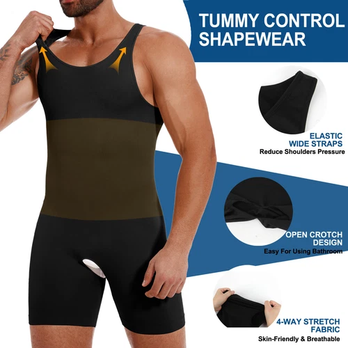 Herren Schlankheitsunterwäsche Bauchkontrolle Body Shaper Hi-Kompression Skinny Body - Bild 12 von 26