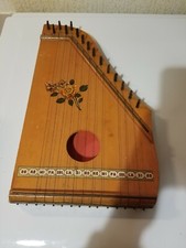 Cithare ancienne Harpe Bois Vintage Deco Instrument De Musique Jouet Ancien