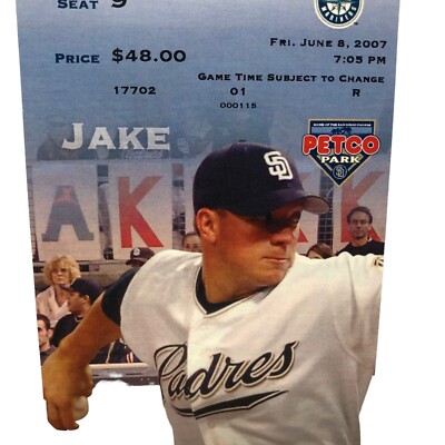 San Diego Padres vs Seattle Mariners Ticket Jake Peavy June 08