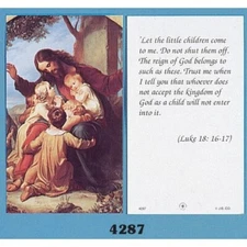 JB4287P Luke 18:16-17 Paper Holy Card Pack of 100 Pieces