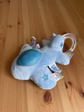 Taggies Airplane Plush Baby Rattle Lovey Sensory Toy Blue Stars Grasp Ribbons 