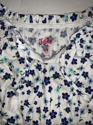 Justice Peasant Puff Sleeve Top Girls Size XS (5/6) NEW Smocked Flowers (K309) - Picture 4 of 7