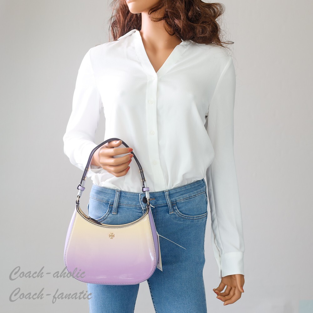 NWT Tory Burch Emerson Dip Dye Patent Leather Shoulder Bag Sweet