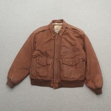 Vintage Global Identity GIII Medium 22X25 Leather Aviator Bomber Jacket Brown