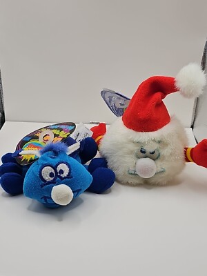 Vtg Original Silly Slammers Blue Bug Nit Wit & Flurry Snowball Plush #61 & #88 