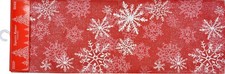 Long Tapestry Table Runner, 13"x72", WINTER, CHRISTMAS, SNOWFLAKES ON RED, HC