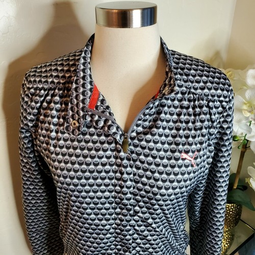 Puma Womens Windbreaker White/Black/Gray Jacket Size S Geometric Circles Print - Picture 5 of 7