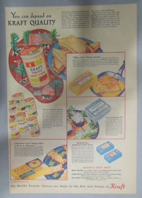 Kraft Cheese Ad:  You Can Depend On Kraft Quality ! 1940's Size: 11 x 15 inches