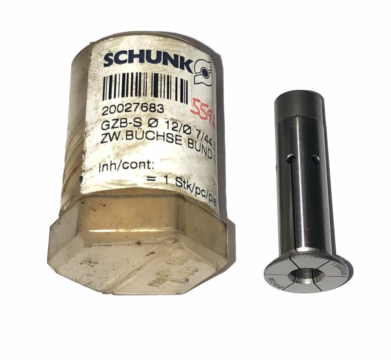 NEW SCHUNK GZBS Ø12 / Ø7 / 44.5 INTERMEDIATE SLEEVE FOR HYDRAULIC
