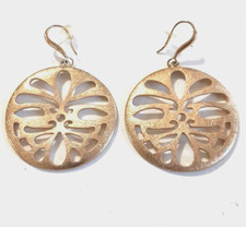 Gold Tone Open Floral Dangle Earrings