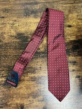 Brooks Brothers Textured Dark Red Tie With Checks 100 Silk Men's Necktie 58''