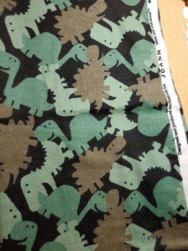 Sewing Fabric Soft Flannel Dinosaurs Green & Black 31x45" Joanns Cotton 3/4 yard - Picture 5 of 5