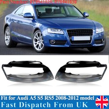 Pair For Audi S5 RS5 A5 Headlight Lens Headlamp Cover Shell Clear 2008-2012 UK