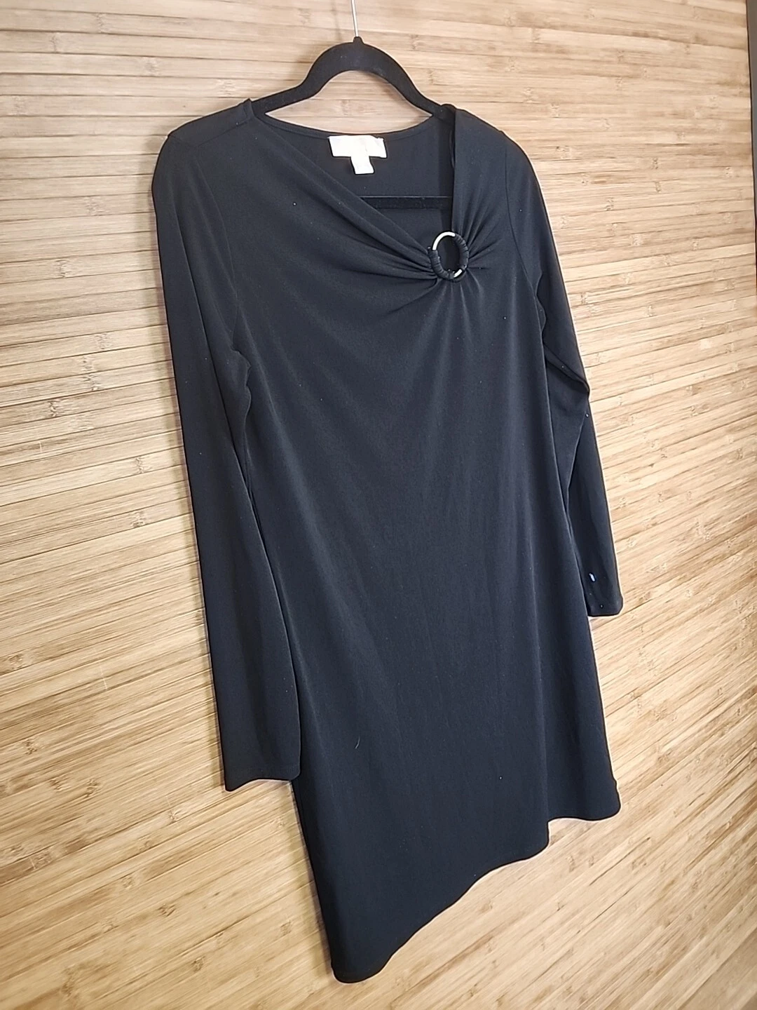 Abito donna Michael Kors nero manica lunga elasticizzato tubino taglia media M