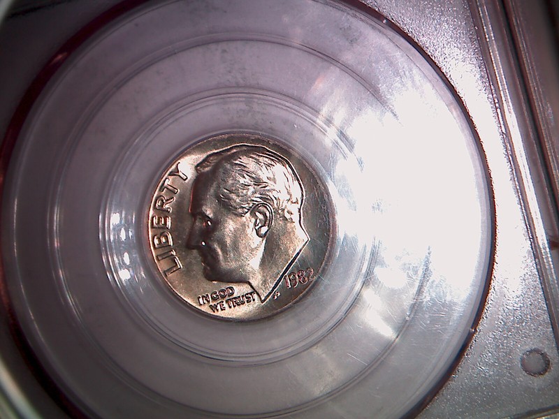 1982 No P Mint Mark Roosevelt Dime in  PCGS Holder MS 65 Strong 