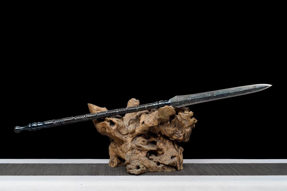 最終値下げ★展示品★希少★SpeaR Claymore-Paychedelic★ 100CM One Piece SpearDamascus Steel Spearhead Hunting Battle Ready