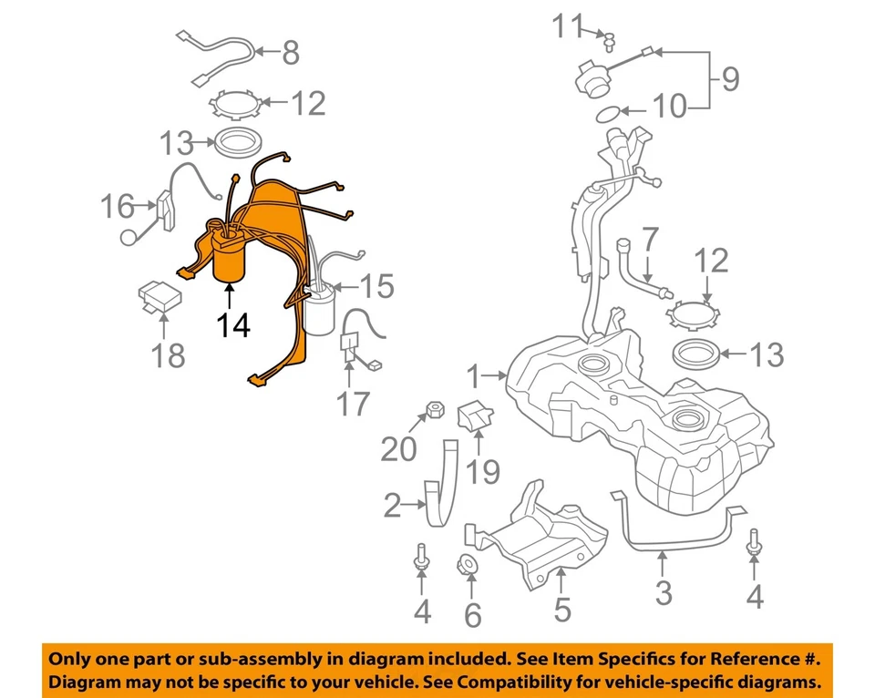Used Fuel Pump fits: 2013 Volkswagen Tiguan tank mounted Grade A Foto 3 de 4