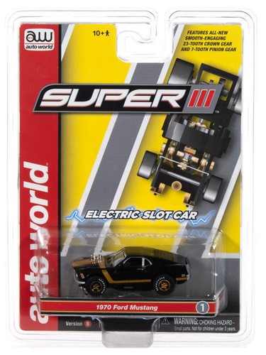 Auto World Super III SC413-1B 1970 Ford Mustang (Black) HO Scale Slot Car - Foto 4 di 4