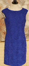 NWT GORGEOUS LAUREN RALPH LAUREN ROYAL BLUE LACE SZ 6 LINED POLYESTER DRESS