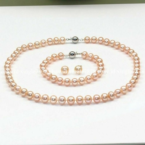 Genuine Natural Freshwater Cultured Pearl Necklace Bracelet Earring Set 20" - Picture 18 of 29