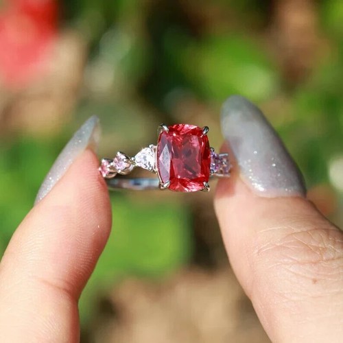 AAA 4.50Ct Natural Ruby Diamond Anniversary Engagement Ring 14K Solid White Gold - Picture 5 of 7