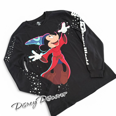 新品未使用BLACK COMMEdesGARCONS ×Disney シャツXS Disney Parks Shirt Long Sleeve 2025 WDW Sorcerer Mickey Black New