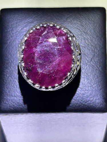 Modern Men Silver 925 Ring Natural African Ruby Handmade Design ياقوت افريقي - Picture 4 of 18