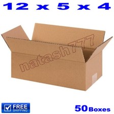 50 - 12x5x4 Cardboard Boxes Mailing Packing Shipping Moving Corrugated Carton