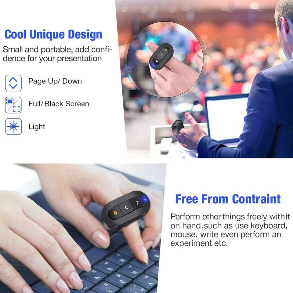 RING Presentazione Clicker Presentatore Wireless USB Powerpoint Clicker Telecomando - Immagine 2 di 4
