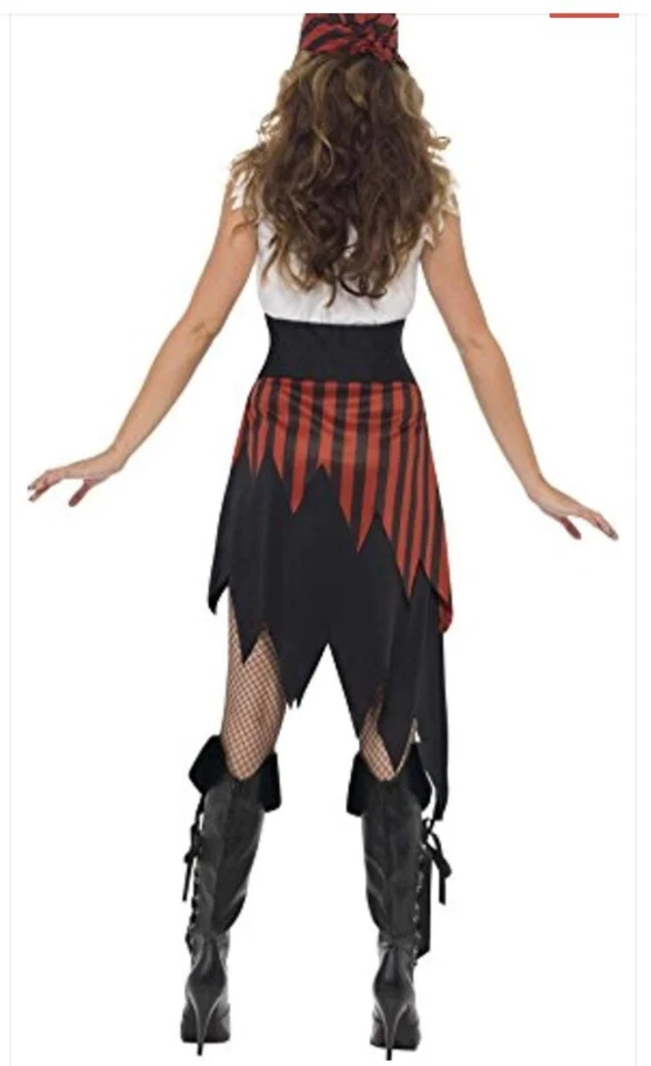 Fantasia de pirata Wench feminina tamanho grande 2 peças vestido e peça para cabeça  - Imagem 4 de 4