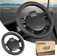 10L0L Premium PU Leather Steering Wheel Cover for EZGO Golf Cart 13 Inch Black