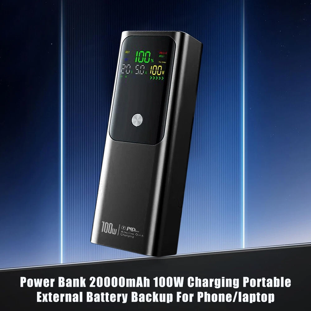 Power Bank 20000mAh 100W Charging Portable External Battery Backup For Phone/lap Power Bank 20000mAh 100W Charging Portable External Battery Backup For Phone/lap