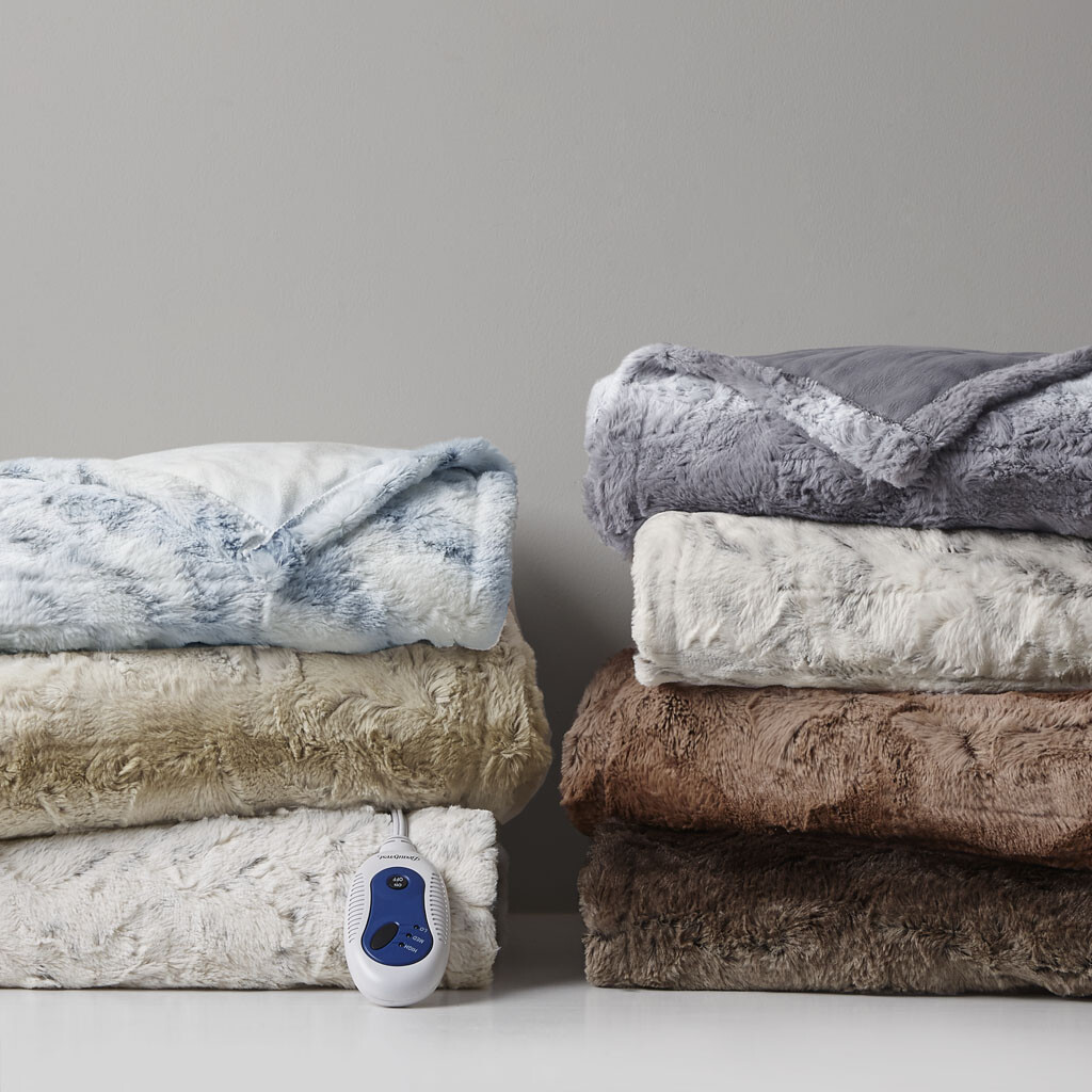 Beautyrest Zuri Oversized Faux Fur Heated Throw 50x70 eBay