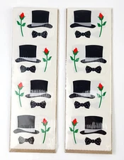 24 Vintage Mrs Grossmans Top Hat Rose Bow Tie Sticker Strips Wedding Prom 288 Pc
