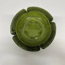 Vintage ASHTRAY GREEN Glass MCM ANCHOR HOCKING  SORENO 9" Heavy