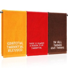 3 Pack Fall Thanksgiving Cotton Hand Towels, Autumn Decorative Bath Towels