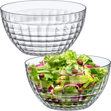 - Carlita - 150-Ounce Plastic Serving Bowls (Set of 2), 10-Inch Clear Salad B...