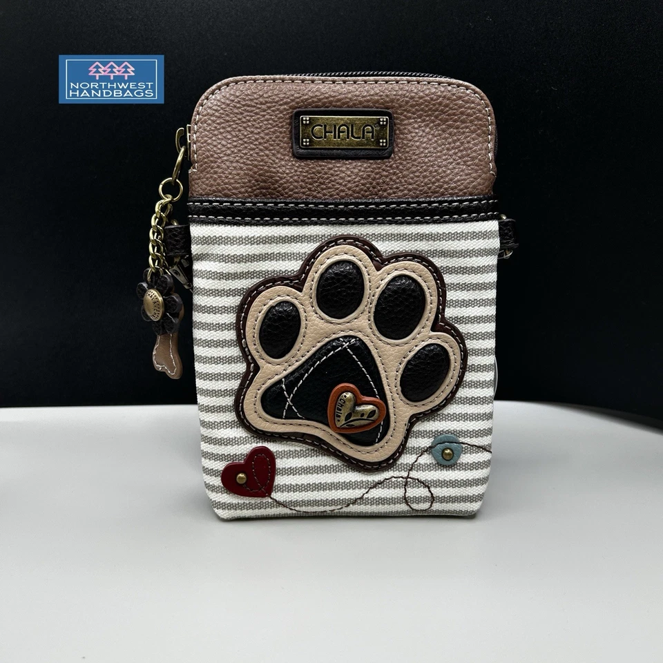 КОШЕЛЕК ЧЕРЕЗ ПЛЕЧО ИЗ СЛОНОВОЙ КОСТИ С ПРИНТОМ ЛАПЫ СОБАКИ В ПОЛОСКУ ЧАЛА