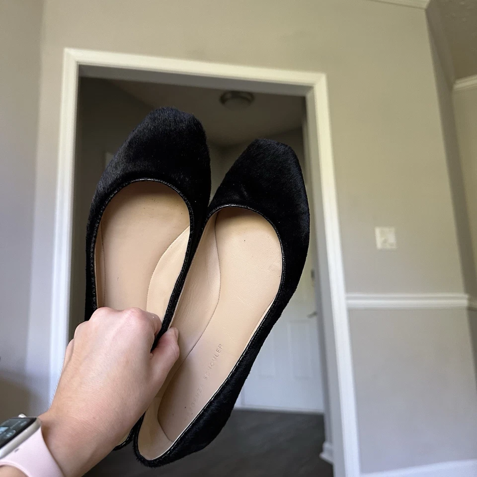 Proenza Schouler Pelo de Poni Negro Ballet Zapatos Planos Punta Cuadrada Mujer EU 38 Foto 4 de 4