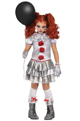 Female Carnevil Evil Clown Pennywise IT Inspired Child Costume