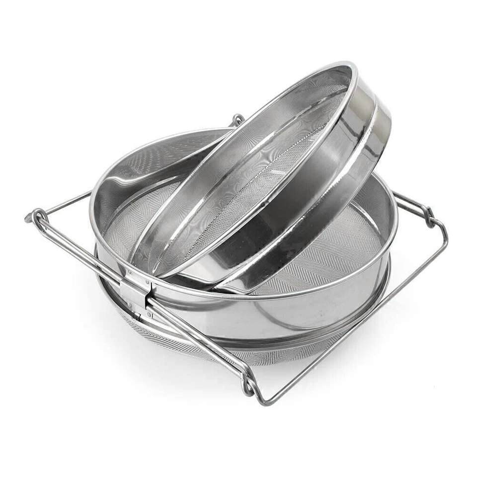 Stahl Imkerei Doppel-Honig-Sieb-Filter mit verstellbarem Handschaft - Bild 2 von 4