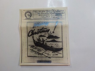 WW2 V Mail Christmas Card Boat Rowers Navy Seabee Illustration WWII