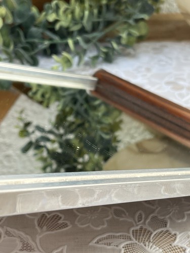 Plateau Miroir Vintage Art Déco – Bois, Métal et Verre – Durinox France - Afbeelding 6 van 11