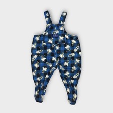 OshKosh B gosh Vintage Polar Bear Penguin Pattern Blue Plaid Footie Romper