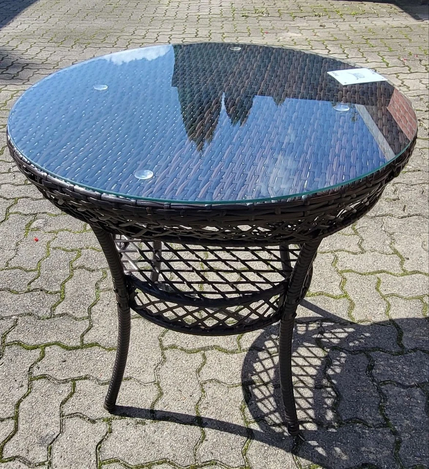 Polyrattan Gartentisch rund mit Glasplatte – Stilvoll & Wetterfest - Bild 3 von 4